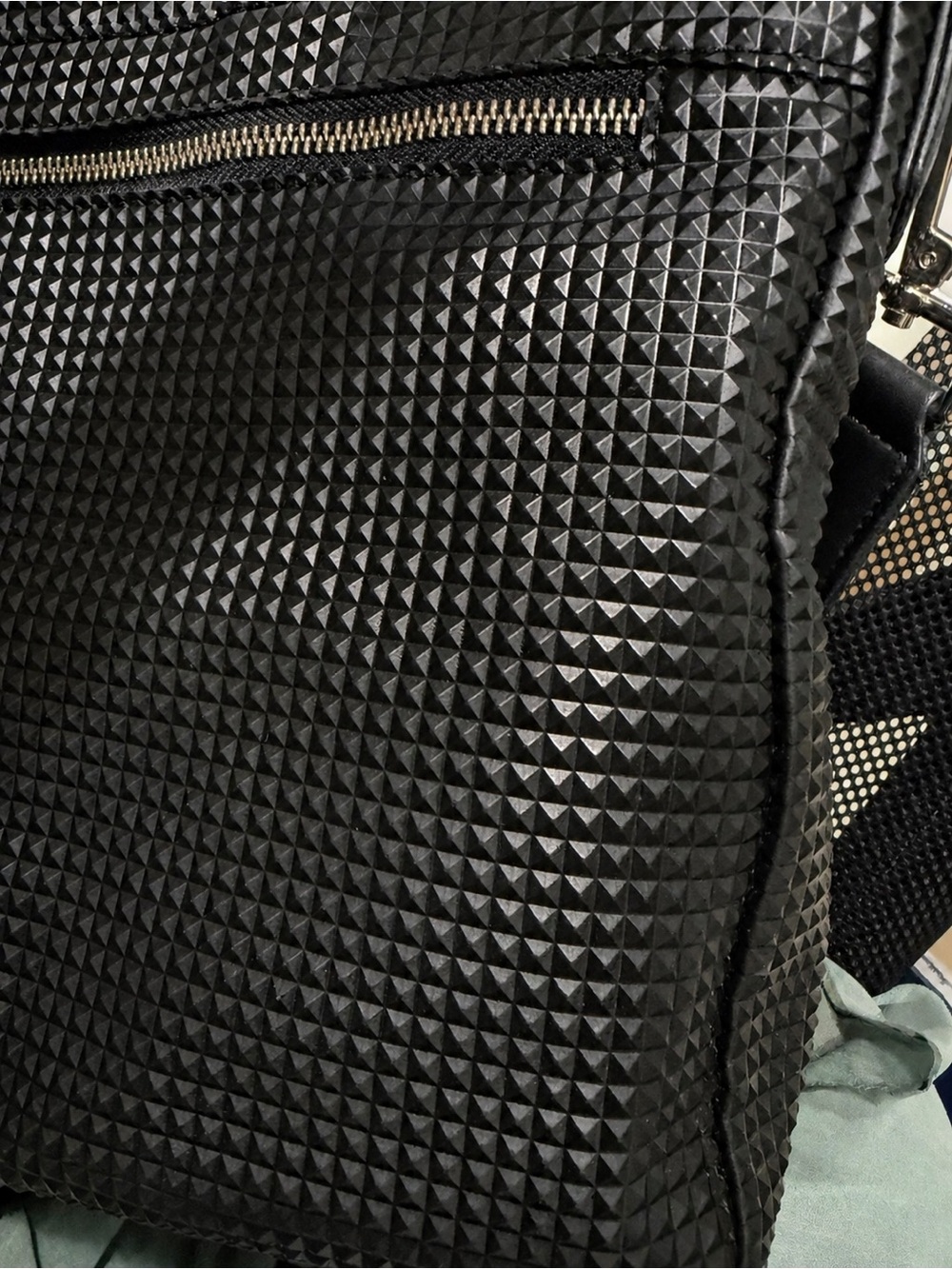 Italian Designer Tote POLICE Black Pyramid Large Structured Luxury Bag Purse - Picture 5 of 10